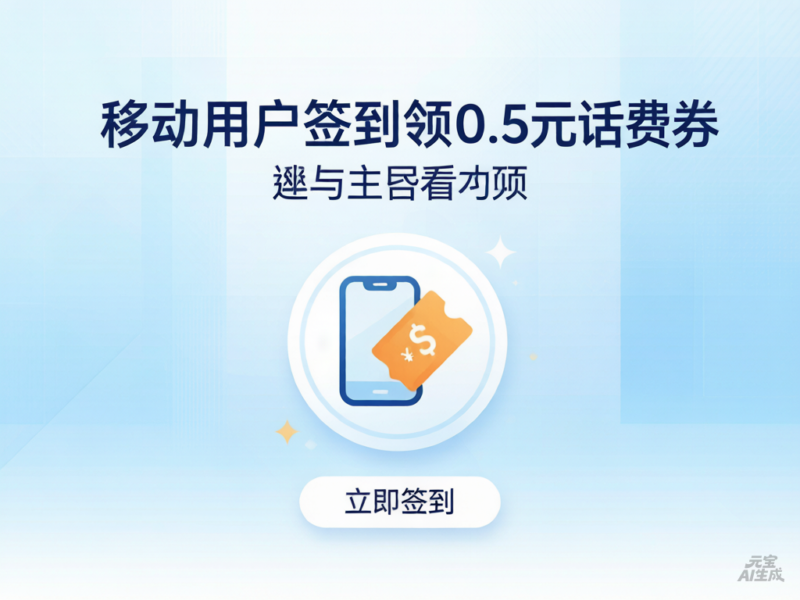 移动用户签到领0.5元话费券-售乐资源网
